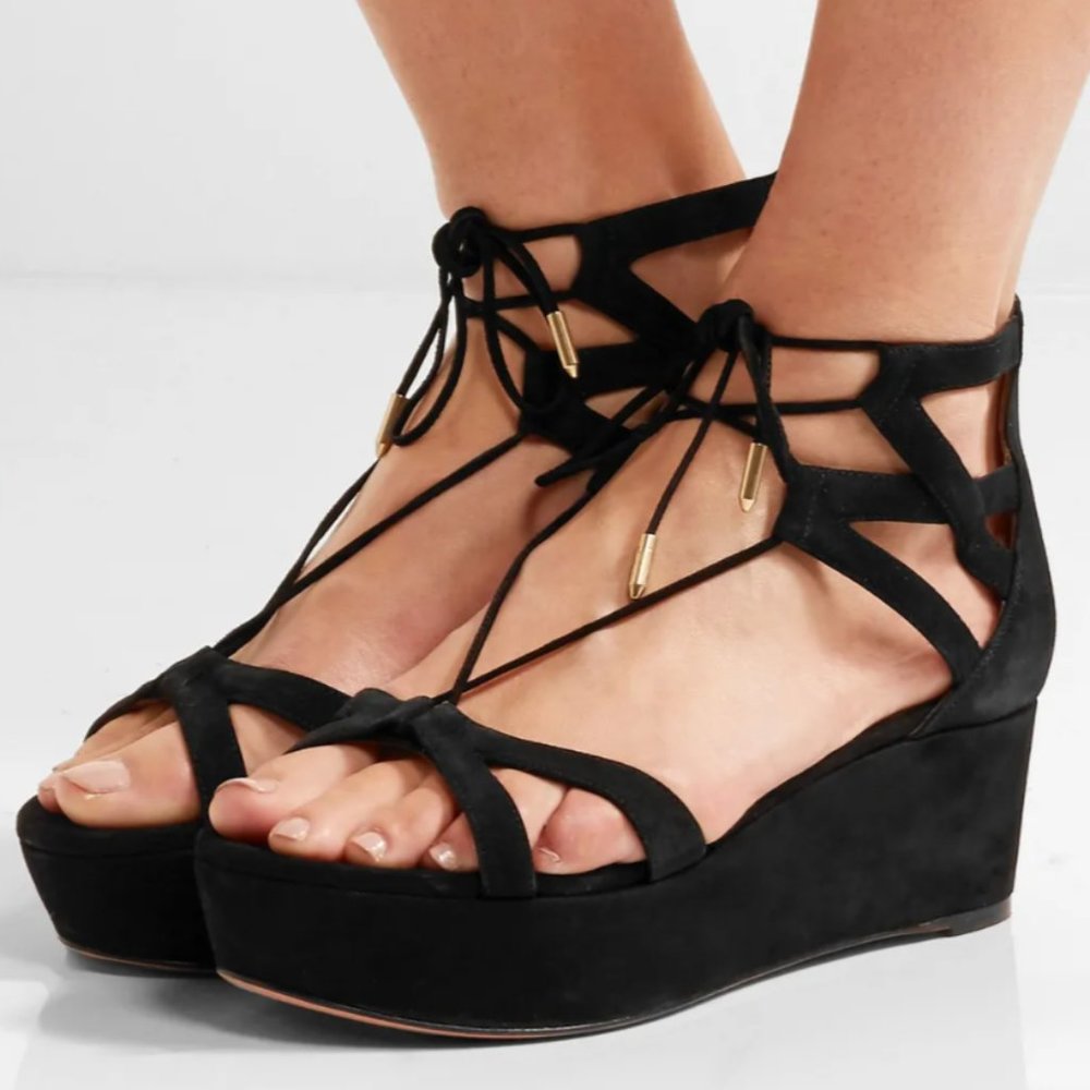 Aquazzura Black suede Beverly Hills Platform
